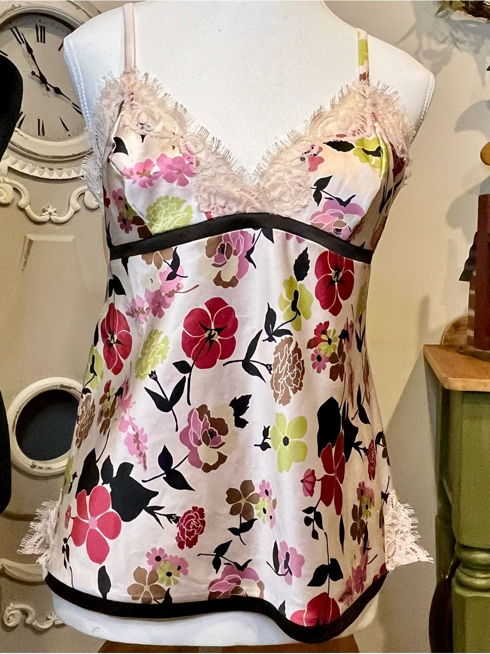 Vintage Banana Republic Floral Lace Trim Cami - Size M